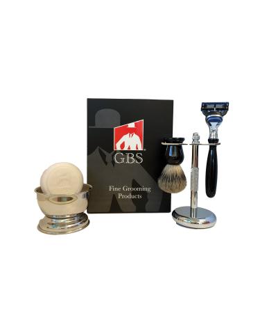 G.B.S Premium Shaving Set for Men Shaving Brush and Stainless Razor Stand Shave Soap and Bowl