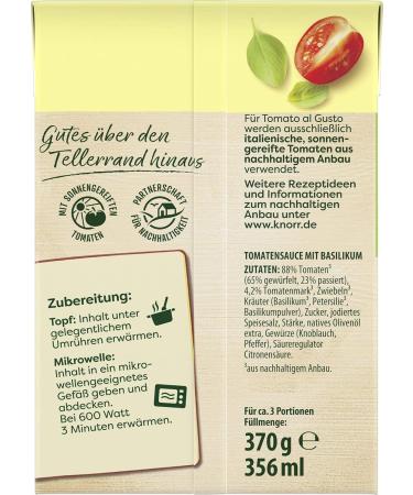 Buy Knorr Tomato al Gusto Sauce with Basil (370g) - Authentic Flavor for Delicious Meals - International Shipping Available - Buy Online on GoSupps.com