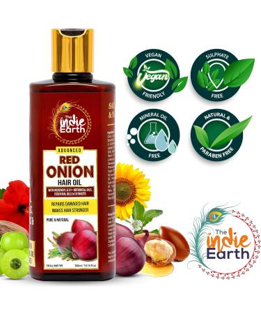 The Indie Earth Advanced Red Onion Oil 300ml Repairs Damaged Hair - Makes hair Thicker & Stronger - Buy Online on GoSupps.com