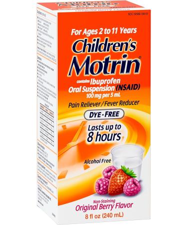 Motrin Children's Oral Suspension 100mg Ibuprofen - Fever & Pain Reliever for Kids - Berry Flavored - 8 fl oz - Buy Online on GoSupps.com