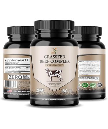 Beef Organ Supplement - Grass Fed & Pasture Raised - Total Body Wellness & Performance Organ Complex with 3000mg of Desiccated Beef Liver Heart Kidney Pancreas Spleen (180 Capsules) - Buy Online on GoSupps.com
