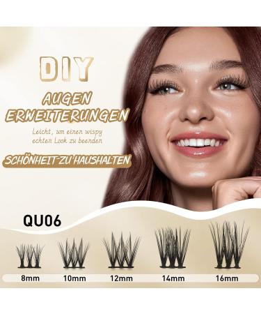Cluster Lashes QueWel - 72 Pcs DIY D Curl Eyelash Extensions Soft Individual 8-16mm Mix for Home Makeup | Qu06-D-Mix - Buy Online on GoSupps.com