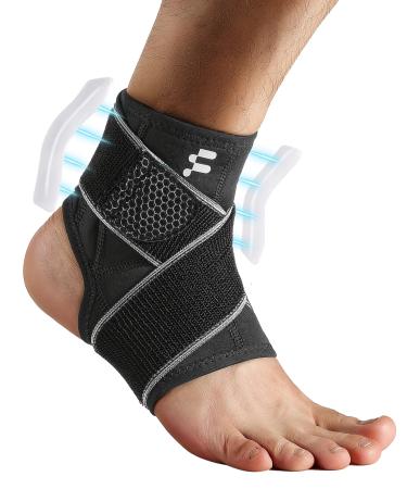 Fitomo Ankle Support with Strong Compression Strap for Plantar Fasciitis Achilles Tendon and Lateral Stabilisers for Sprained Ankle Ligament damage Ultra Lighweight for Basketball Volleyball Running S Black - Buy Online on GoSupps.com