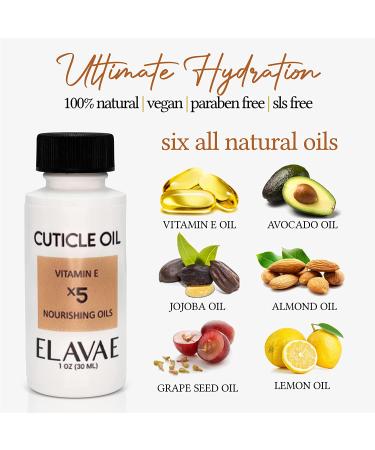 Elavae Manicure Pedicure Kit with Cuticle Oil, Remover Gel, and Pusher Tool - All Natural with Vitamin E for Nail Strength and Softening (3 Piece Set) - Buy Online on GoSupps.com