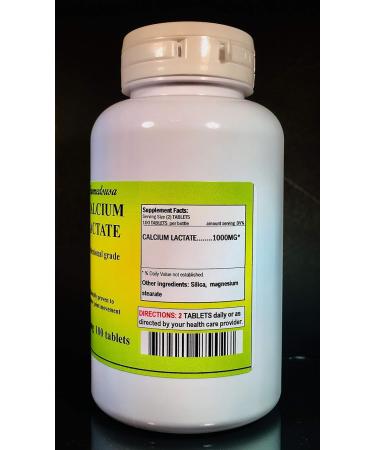 High Strength Calcium Lactate 1000mg Made in USA - 300 Tablets (3x100) | Premium Quality Supplement - Buy Online on GoSupps.com