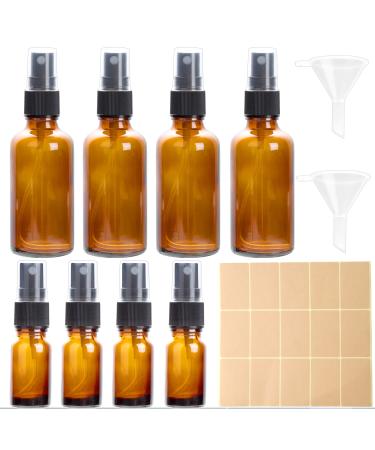 Nuts ot nuts braunglas spray bottle glass 4x50ml 4x10ml atomizer fine fog bottle spray bottle with 2 funnel and label sticker
