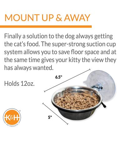 K&H EZ Mount Up and Away Kitty Diner Cat Bowl | Window-Mounted Stainless/Black 12oz - Buy Online on GoSupps.com