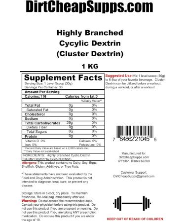 Buy Highly Branched Cyclic Dextrin (Cluster Dextrin) 1kg/2.2lbs - Unflavored | Fast International Shipping - Buy Online on GoSupps.com