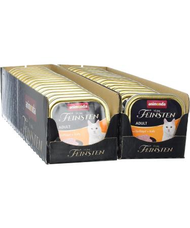 Animonda Premium Wet Cat Food - Poultry & Calf | Grain-Free High-Quality Adult Cat Feed | 32 x 100g - Buy Online on GoSupps.com