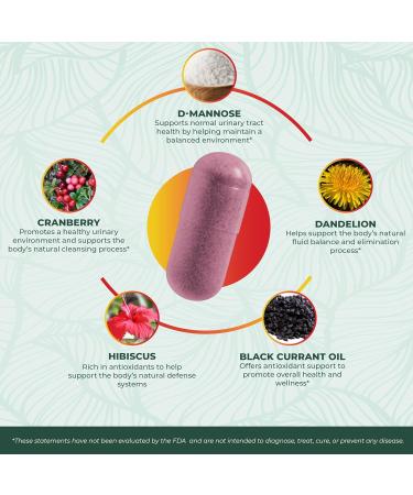 PurePremium D-Mannose with Cranberry Hibiscus & Dandelion - 1000mg D-Mannose Supplements for Women Supports Urinary Tract Health & Bladder Health - Made in USA Vegan 120 Capsules 2 Month Supply - Buy Online on GoSupps.com