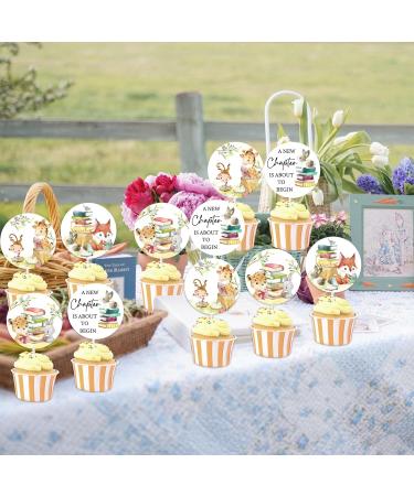 24 Pcs Storybook Baby Shower Cupcake Toppers for Boy Girl A New Chapter Is About To Begin Baby Shower Welcome Baby Cake Decorations Woodland Animal Party Supplies - Buy Online on GoSupps.com