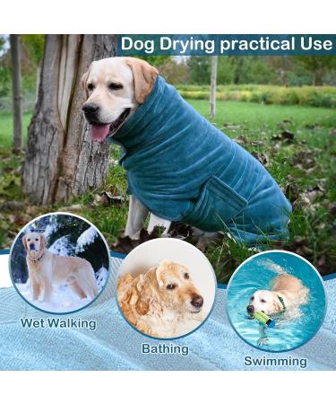 Pettom Dog Bumper Microfiber Bathing Towel - Quick-Drying Bathroom Accessory for Small Medium & Large Dogs (XXL Dark Blue) - Buy Online on GoSupps.com