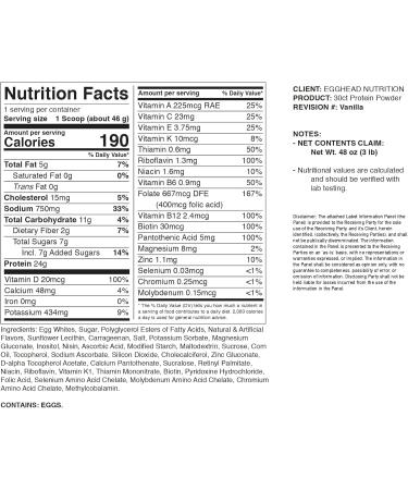 Egghead Nutrition Egg White Protein - 24g 3.3lb Vanilla Non-Dairy Gluten-Free Non-GMO Made in USA - International Shipping Available - Buy Online on GoSupps.com