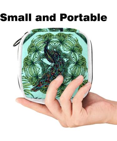 GIAPB Sanitary Napkin Storage Bag - Peacock and Palm Leaves Design | Period Tampon Makeup Pad Pouch - Color3217 - Buy Online on GoSupps.com