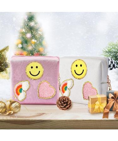 Preppy Patch Period Bag for Teen Girls | PU Leather Sanitary Napkin Storage Pouch with Zipper | Menstrual Cup & Tampon Organizer in Pink - Buy Online on GoSupps.com
