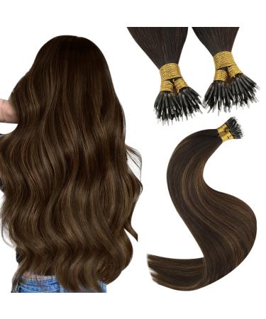 Youngsee nanoring extensions real hair ombre nanoring extensions brown ombre medium brown balayage nano ring hair extensions nano beads hair extensions nano rings hair 50cg 1g/s #2/2/6 50 cm-nano 2-2/2/6