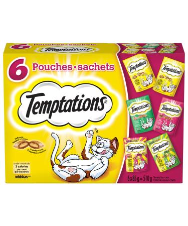 Temptations Adult Cat Treats Assorted Variety Pack 510g (6x85g Pack) 510 g (Pack of 1) Beef - Chicken - Seafood - Mix-ups Cat Treats