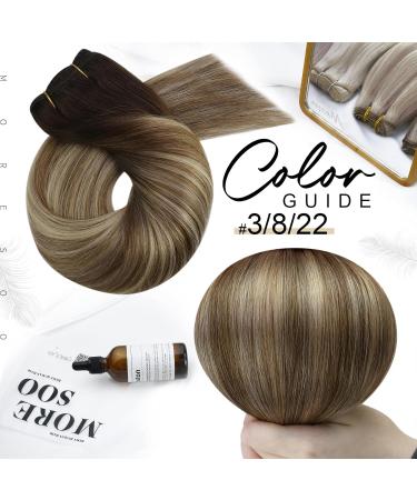 Buy 45 cm Real Hair Extensions - Brown to Light Brown #3/8/22 - 100g Remy Weave Hair Tresses for International Shipping - Buy Online on GoSupps.com