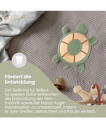 Bobys Bite Ring for Babies - 100% BPA-Free Wooden & Silicone Turtle Dental Aid & Grasping Toy - Sustainable Oil Green Teether - Buy Online on GoSupps.com