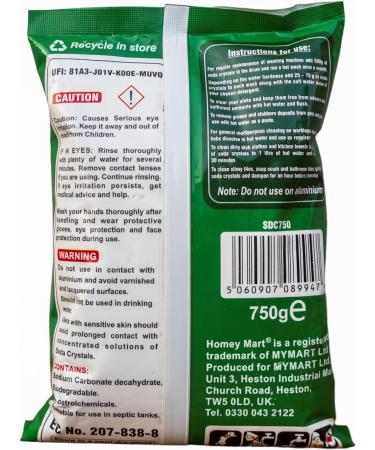 Soda Crystals Multipurpose Cleaner Clothes Washing Cleans Washing Machine Sinks & Drains Blockage-free Laundry Water Softener Stain Remover - 750g - Buy Online on GoSupps.com