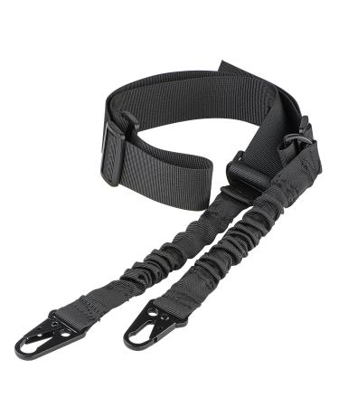 CVLIFE Two Points Rifle Sling with Length Adjuster Traditional Sling with Metal Hook for Outdoors Black