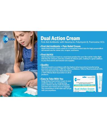 Globe Triple Antibiotic Cream + Pain Relief | 4 Pack | Soothes Cuts, Burns, Scrapes | 24-Hour Infection Protection - Buy Online on GoSupps.com