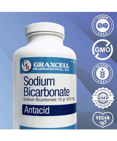 Sodium Bicarbonate Tablets 650mg | Relief for Acid Indigestion Heartburn & Upset Stomach | Kidney Health | 200 Count | USP Grade - Buy Online on GoSupps.com