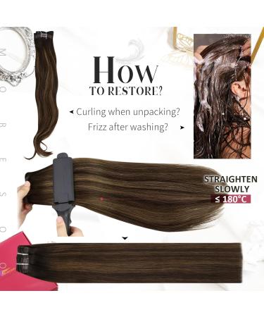 Moresoo 16 Inch Clip in Balayage Hair Extensions Darkest Brown To Medium Brown - Real Human Hair Double Weft 120G/7Pcs #2/6/2 - Buy Online on GoSupps.com