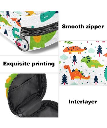 Cartoon Dinosaur Pattern Sanitary Napkin Storage Bag - Portable Menstrual Cup Pocket with Zipper for Teen Girls & Women - Buy Online on GoSupps.com