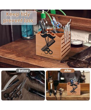 Salon Shear Holder with 4 Compartments Compact Hair Cutting Scissors Holder with Sponge Lining Efficient Salon Scissors Holder Hair Scissors Organizer for Barber Supplies Stylists 5.3x5.3x4.7in wo - Buy Online on GoSupps.com