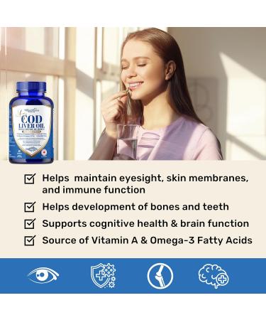 MapleMarine Nutrition Maris Halal Cod Liver Oil 1000 mg with DHA EPA Vitamin A Vitamin D 60 softgels - Buy Online on GoSupps.com