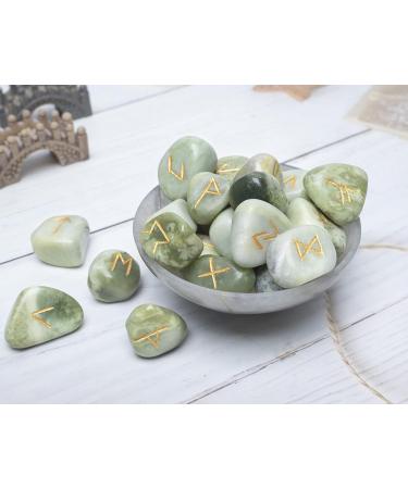 Crocon Serpentine Rune Stone Set - 25 Pcs for Chakra Balancing, Reiki Healing, Aura Cleansing - 15-20mm - Buy Online on GoSupps.com