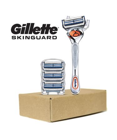 Gillette SkinGuard Men's Razor Flex Handle with 4 Blade Refills - Buy Online on GoSupps.com
