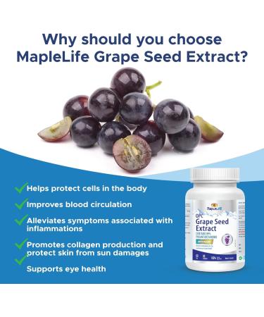 Maplelife Grape Seed Extract 60mg - 90 capsules - Buy Online on GoSupps.com