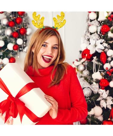 Reindeer Antlers Christmas Headbands Glitter Christmas Headband Antler Headband with Holly Berries Christmas Hats Holiday Decorations for Christmas Party Xmas Dinner Photos Booth A3HGLJ (yellow) - Buy Online on GoSupps.com