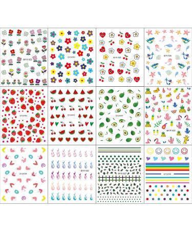 JMEOWIO 12 Sheets Cute Nail Stickers for Kids Nail Art Stickers Decals Self-Adhesive Flower Fruit Nail Supplies Nail Art Design Decoration Accessories - Buy Online on GoSupps.com