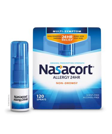 Nasacort Allergy 24HR Nasal Spray for Adults Non-Drowsy & Alcohol-Free 120 Sprays 0.57 fl. oz.