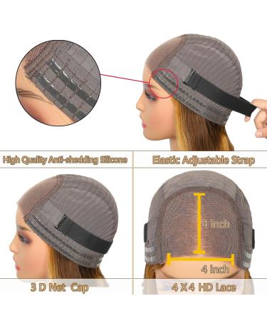 Buy Wear and Go Glueless Wig - Pre-Cut Lace Natural Hairline 4/27 Bob Straight Human Wig for Black Women | Beginner Friendly 180% Density 12 Inch - Buy Online on GoSupps.com