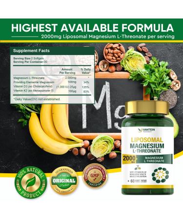 High Absorption Liposomal Magnesium L-Threonate 2000mg Softgels - Focus, Memory, Brain Health Supplement - Buy Online on GoSupps.com