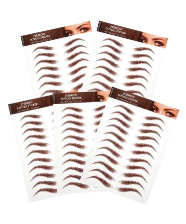 IMIKEYA 5 Autocollants Sourcils Marron Waterproof Effet Tatouage Kit Maquillage Sourcils R aliste pour pilation et Mise Transfert d'Eau Solide pour Teint Naturel Usage Quotidien