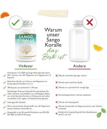 Sango Meereskorall 180 Capsules - Natural Calcium & Magnesium Supplement (2:1 Ratio) - High-Dosed & Laboratory Tested - Boost Your Health Internationally - Buy Online on GoSupps.com