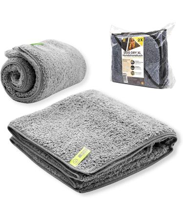 Mascot dog towel set (2 -pack) - maximum suction power through dirt magnet fibers - Pfoten & fur cleaner - dry up XXL size: 50 x 100 cm (double pack)