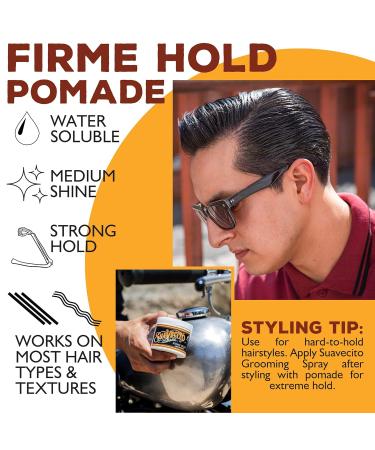 Suavecito Firme Strong Hold Pomade - 2 Pack | Medium Shine Water-Based Hair Gel for Men | Flake-Free Styling - 4oz/113g - Buy Online on GoSupps.com