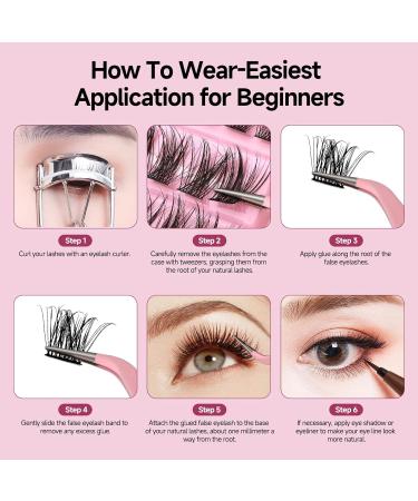 Natural D Curl Cluster Lashes - Fluffy Faux Mink Wispy Fake Eyelashes 8-16MM - Full Volume Extensions Look - Buy Online on GoSupps.com