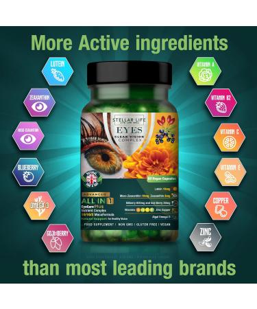 Clear Vision Complex 12 - Lutein 10mg | Meso-Zeaxanthin 10mg | Zeaxanthin 2mg | Blueberry & Goji Berry | Eye Care Supplement - Buy Online on GoSupps.com