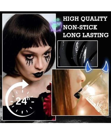 2PCS Black Matte Lip Liner & Lipstick Set - Waterproof Long-Lasting Highly Pigmented Velvet Gloss for Halloween Cosplay & Goth Makeup - Buy Online on GoSupps.com