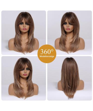 Testar Long Brown Wigs for Women - Layered Air Bangs Glued Natural Art Hair for Daily & Party Wear - Buy Online on GoSupps.com
