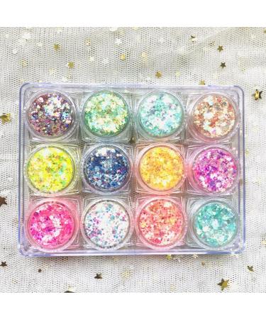  Generisch Glitter body makeup glitter face and body makeup 12 large glitter colors glitter gel shimmering liquid eyeshadow gel makeup - Buy Online on GoSupps.com