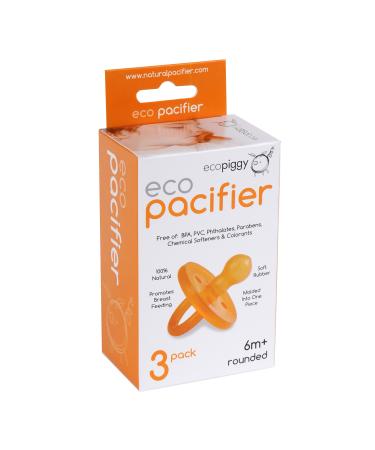 Ecopiggy Ecopacifier Natural Pacifier Rounded (3 Pack) 6 Months+