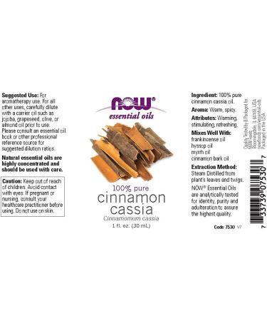 Now Foods Cinnamon Cassia Essential Oil 1 fl oz - Pure Natural Aroma - Buy Online on GoSupps.com